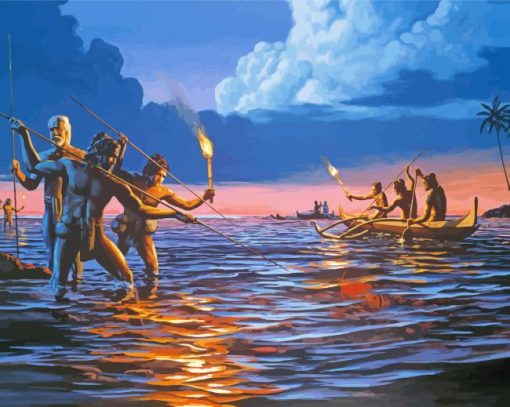 Night Fishing In Old Hawaii Diamond Painting