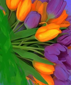 Orange Purple Tulips Diamond Painting