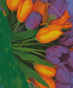 Orange Purple Tulips Diamond Painting