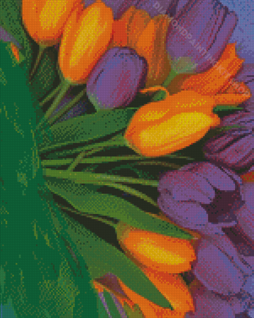 Orange Purple Tulips Diamond Painting