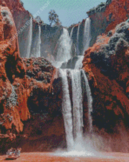 Ouzoud Winter Waterfall Diamond Painting