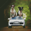 Pit Bull Family On Car Diamond Painting