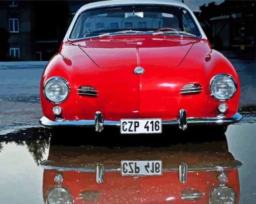 Red Karmann Ghia Reflection Diamond Painting