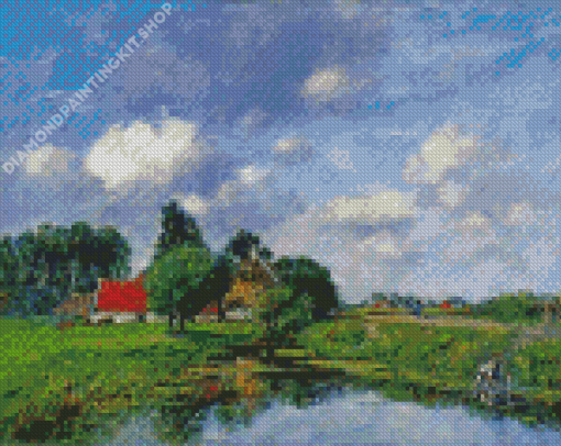 River Near Dunkirk By Eugene Boudin Diamond Painting