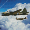 Sally B 17 And P51 Mustang Diamond Painting