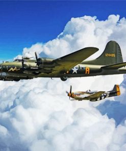 Sally B 17 And P51 Mustang Diamond Painting