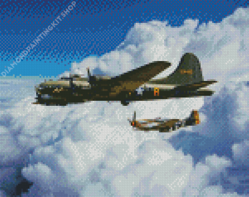 Sally B 17 And P51 Mustang Diamond Painting