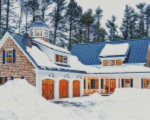 Snow Farmhouse Diamond Painting