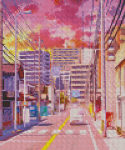 Sunset At Anime City Diamond Painting