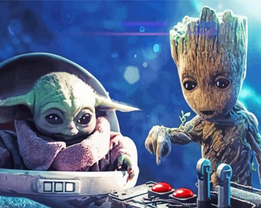 The Groot And Baby Yoda Diamond Painting