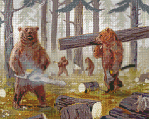 The Lumberjack Bears Diamond Painting