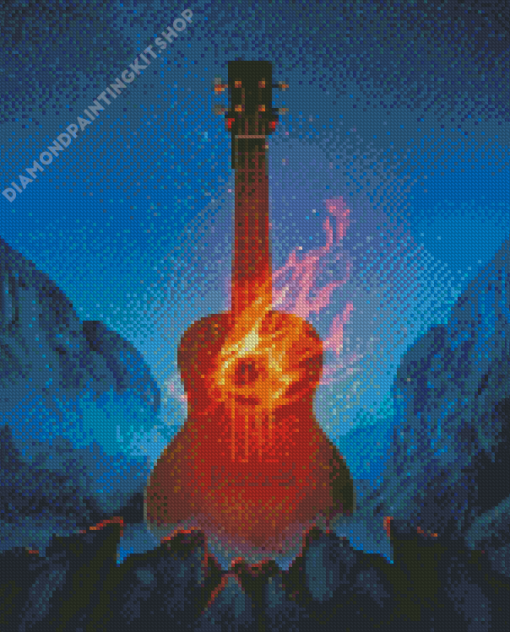 The Flaming Guitar Diamond Painting