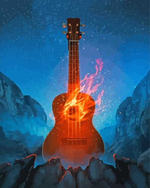 The Flaming Guitar Diamond Painting