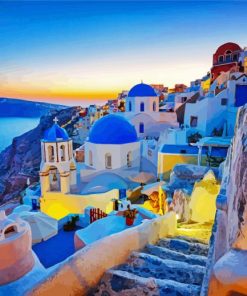 Thira City At Sunset Diamond Painting