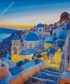 Thira City At Sunset Diamond Painting