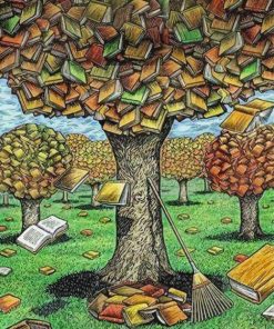 Trees And Books Art Diamond Painting