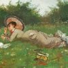 Victorian Woman In Meadow Diamond Painting