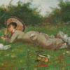 Victorian Woman In Meadow Diamond Painting