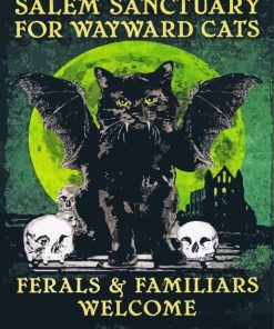 Vintage Poster Salem Sanctuary For Wayward Cats Diamond Painting