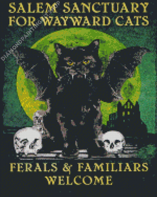 Vintage Poster Salem Sanctuary For Wayward Cats Diamond Painting