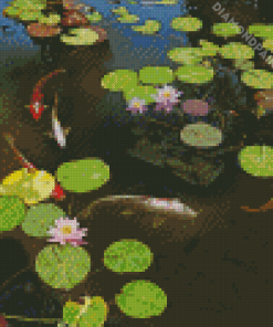 Water Lilies With Koi Diamond Painting