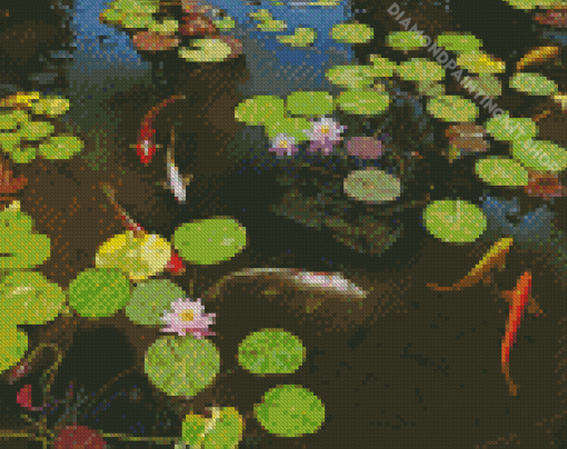 Water Lilies With Koi Diamond Painting