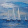 White Sailboats Art Diamond Painting