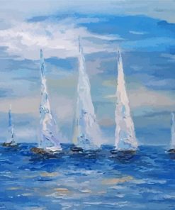 White Sailboats Art Diamond Painting