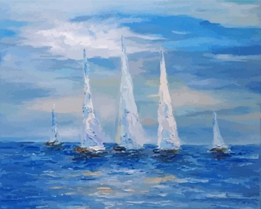 White Sailboats Art Diamond Painting