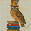 Wise Owl Bird On Books Diamond Painting