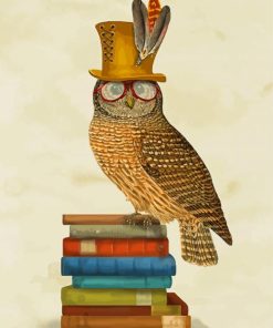 Wise Owl Bird On Books Diamond Painting