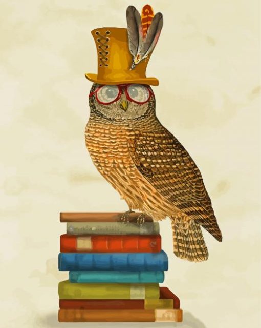 Wise Owl Bird On Books Diamond Painting