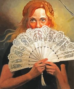 Woman With Hand Fan Art Diamond Painting