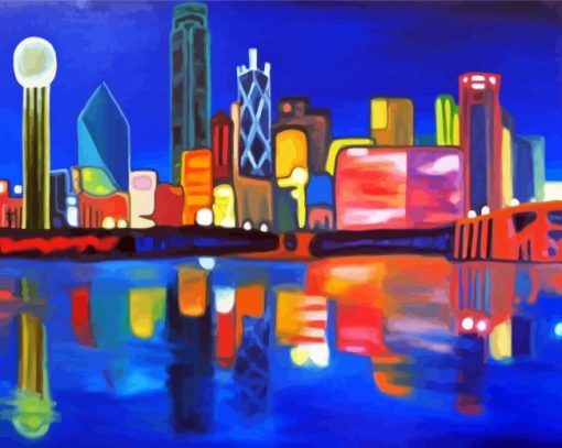 Abstract Dallas Skyline Diamond Painting