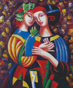 Abstract Two Ladies Art Diamond Painting