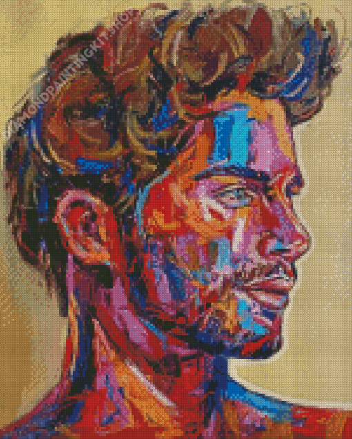 Abstract Male Face Side Profile Diamond Painting