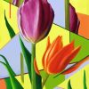 Abstract Orange And Purple Tulips Diamond Painting