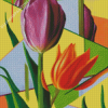 Abstract Orange And Purple Tulips Diamond Painting