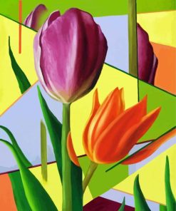 Abstract Orange And Purple Tulips Diamond Painting