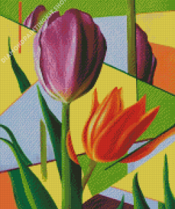 Abstract Orange And Purple Tulips Diamond Painting