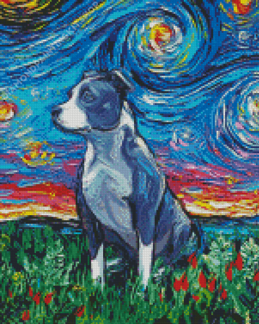 Abstract Pitbull Dog Art Diamond Painting