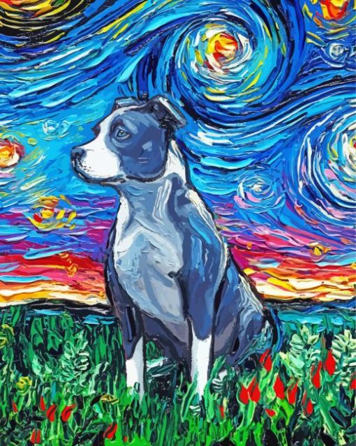 Abstract Pitbull Dog Art Diamond Painting