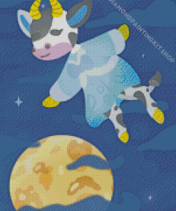 Adorable Cow Jumping Over The Moon Diamond Painting