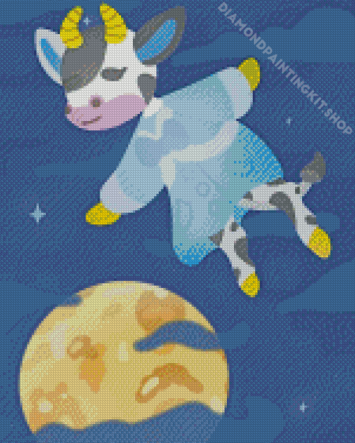 Adorable Cow Jumping Over The Moon Diamond Painting