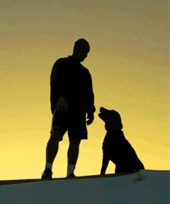 Aesthetic Man And Dog Silhouette Diamond Painting