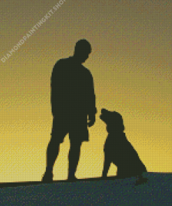 Aesthetic Man And Dog Silhouette Diamond Painting