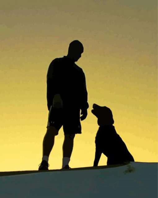 Aesthetic Man And Dog Silhouette Diamond Painting