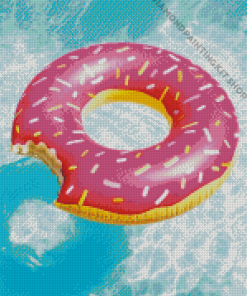 Aesthetic Pink Donut In Pool Diamond Painting