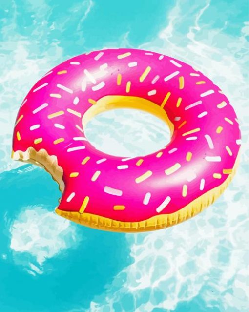 Aesthetic Pink Donut In Pool Diamond Painting