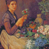 Aesthetic Woman Arranging Flowers Diamond Painting